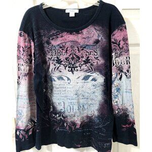 Dress Barn Y2k Large Graphic Long Sleeve Top